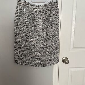 Calvin Klein Black and White Tweed Pencil Skirt
